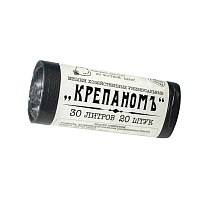 Мешки для мусора 30 л, черные, в рулоне 20 шт., ПНД, 7 мкм, 560х440 мм, Крепаномъ, 4607075710580 в Ульяновске