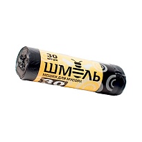 Мешки для мусора 30 л, черные, в рулоне 30 шт., ПНД, 7 мкм, 600х500 мм, ШМЕЛЬ, 4625 в Ульяновске