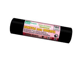 Мешки для мусора 180 л, ароматизированные, черные, в рулоне 10 шт., ПВД, 50 мкм, 1100х930 мм, EXTRA black, 18008301 в Ульяновске