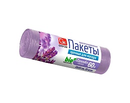Мешки для мусора 60 л, ароматизированные, Лаванда, сиреневые, в рулоне 20 шт., ПНД, 9 мкм, 650х550 мм, GRIFON Aroma, 101-023 La в Ульяновске