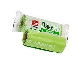 Мешки для мусора 30 л, биоразлагаемые, на втулке, зеленые, в рулоне 20 шт., ПНД, 12 мкм, 600х500 мм, GRIFON Bio, 100-031 в Ульяновске