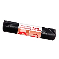 Мешки для мусора 240 л, черные, в рулоне 10 шт., ПВД 100 мкм, 1350х900 мм, Концепция Быта, 603887 в Ульяновске