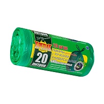 Мешки для мусора 20 л, биоразлагаемые, с ручками, черные, в рулоне 30 шт., ПНД, 10 мкм, 550х440 мм, Крепак, 4607075710047 в Ульяновске