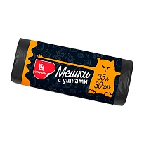 Мешки для мусора 35 л, с ушками, черные, в рулоне 30 шт., ПНД, 10 мкм, 655х500 мм, Comfort, М6064 в Ульяновске