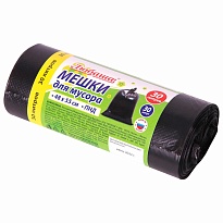 Мешки для мусора 30 л, черные, в рулоне 30 шт., ПНД, 7 мкм, 550х480 мм, Любаша, 608089 в Ульяновске