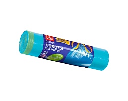 Мешки для мусора 35 л, с завязками, голубые, в рулоне 20 шт., ПНД, 12 мкм, 560х530 мм, GRIFON, 101-061 в Ульяновске