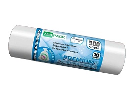 Мешки для мусора 300 л, белые, в рулоне 10 шт., ПВД 70 мкм, 1400х1000 мм, PREMIUM+, 300101602 в Ульяновске