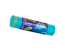Мешки для мусора 120 л, с завязками, голубые, в рулоне 10 шт., ПНД, 18 мкм, 1100х700 мм, GRIFON, 101-065 в Ульяновске