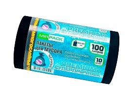 Мешки для мусора 100 л, черные, в рулоне 10 шт., ПВД, 70 мкм, 1000х600 мм, PREMIUM+, 1001076 в Ульяновске