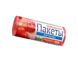 Мешки для мусора 30 л, ароматизированные, Клубника, красные, в рулоне 20 шт., ПНД, 9 мкм, 560х530 мм, GRIFON Aroma, 101-020 K в Ульяновске