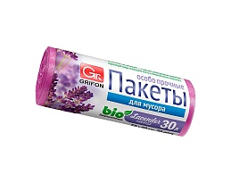 Мешки для мусора 30 л, ароматизированные, Лаванда, сиреневые, в рулоне 20 шт., ПНД, 9 мкм, 560х530 мм, GRIFON Aroma, 101-020 La в Ульяновске