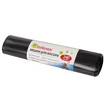 Мешки для мусора 240 л, черные, в рулоне 5 шт., ПВД 30 мкм, 1300х900 мм, Любаша, 605338 в Ульяновске