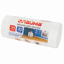 Мешки для мусора 35 л, белые, в рулоне 30 шт., ПНД, 6 мкм, 550х480 мм, LAIMA, 605538 в Ульяновске
