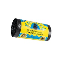 Мешки для мусора 20 л, с ушками, черные, в рулоне 30 шт., ПНД, 10 мкм, 550х440 мм, Крепакоф, 4607075710221 в Ульяновске