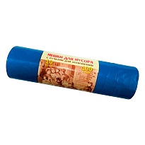 Мешки для мусора 100 л, с завязками, синие, в рулоне 10 шт., ПВД, 40 мкм, 840х670 мм, Концепция Быта Vitalux, 604933 в Ульяновске