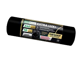 Мешки для мусора 240 л, черные, в рулоне 10 шт., ПВД 60 мкм, 1300х930 мм, EXTRA LUX+, 24010115 в Ульяновске