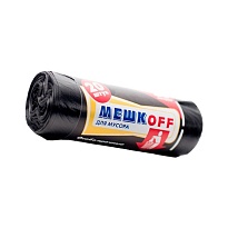Мешки для мусора 60 л, черные, в рулоне 20 шт., ПНД, 9 мкм, 700х600 мм, МЕШКОFF, 4045 в Ульяновске